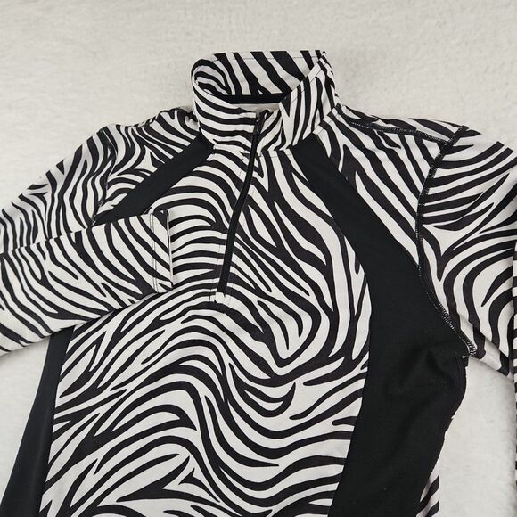 Hot Chillys Womens Base‎ Layer Activewear Top Medium Weight 1/4 Zip Sz L Zebra - Picture 1 of 9